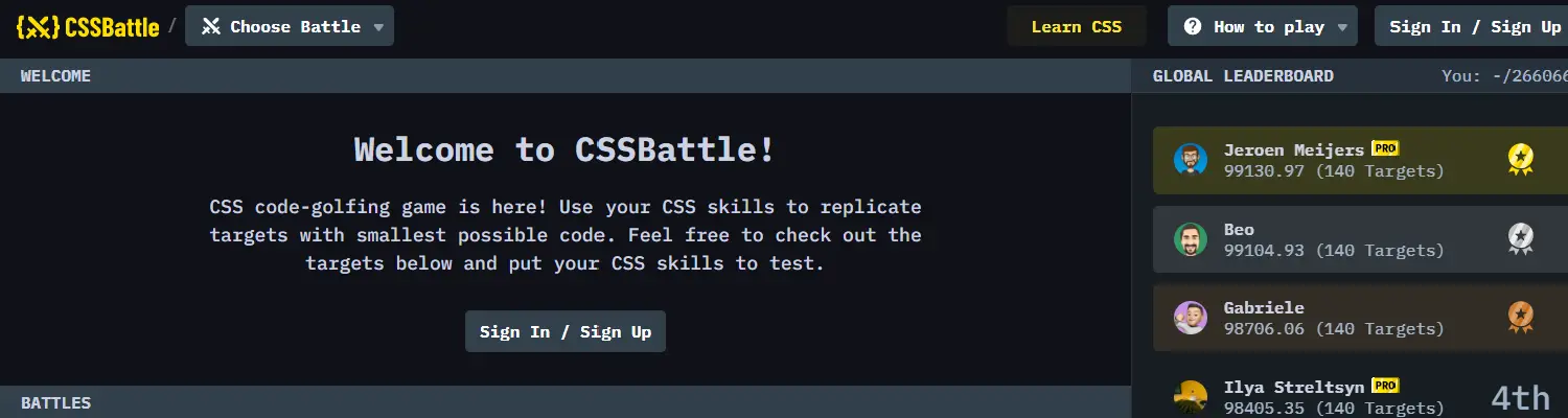 CSS Battle - interactive game