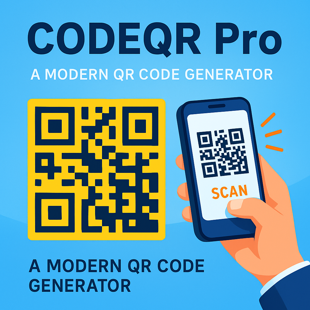 Modern digital illustration of a smartphone scanning a glowing QR code with neon blue, orange and purple accents, symbolizing advanced QR technology.
