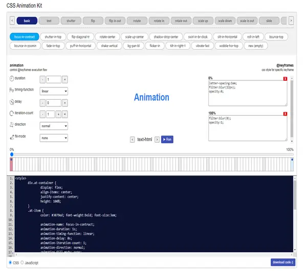 Screenshot of a web page featuring various CSS animations created using the CSS Animation Kit.