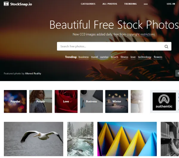 StockSnap.io is a website offering free, high-quality photos that can be used for commercial