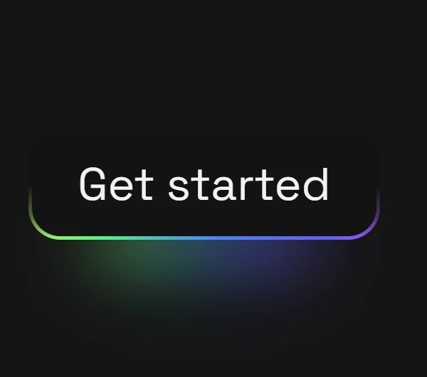 Screenshot showcasing a CSS-designed button with a glowing gradient animation from orange to pink, highlighted by a soft, colorful shadow underneath, set against a dark background for dramatic effect.