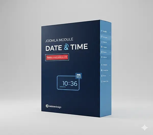 Screenshot of the Mod Date Display module configuration interface in Joomla, showing various customizable options for date and time display.