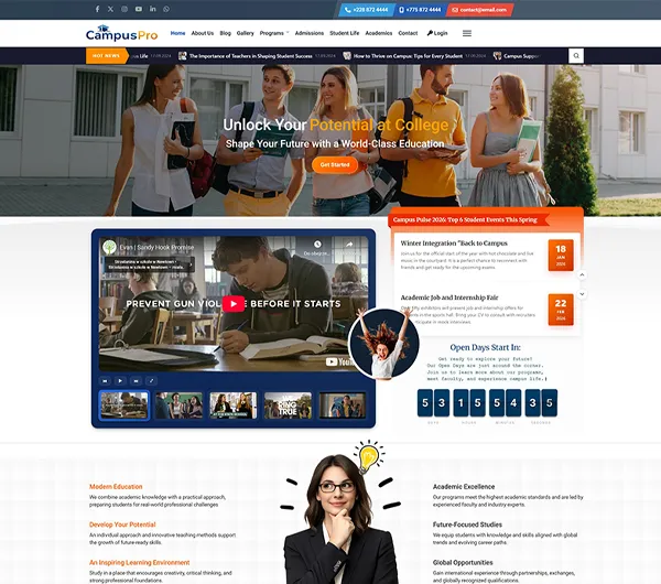 DD CampusPro 133 – Joomla template for universities and educational platforms
