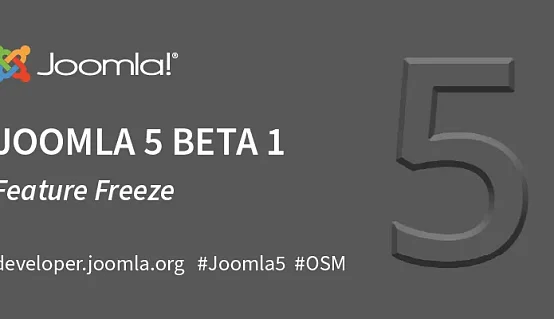 Promotional image for Joomla 5.0 Beta 1 release announcement